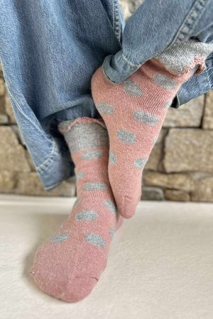 Laundry B Terry & Wool Luxury Socks Dotty Dusky Rose Grey